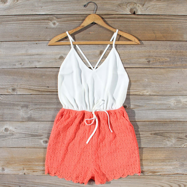 Sea Lace Romper in Coral: Featured Product Image