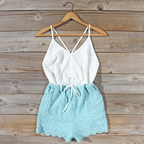 Sea Lace Romper in Sky