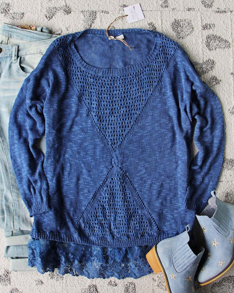 Sierra Lace Sweater in Blue: Featured Product Image