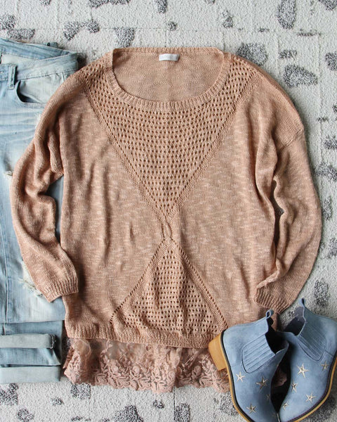 Sierra Lace Sweater in Dusty Pink: Featured Product Image