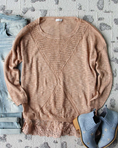 Sierra Lace Sweater in Dusty Pink
