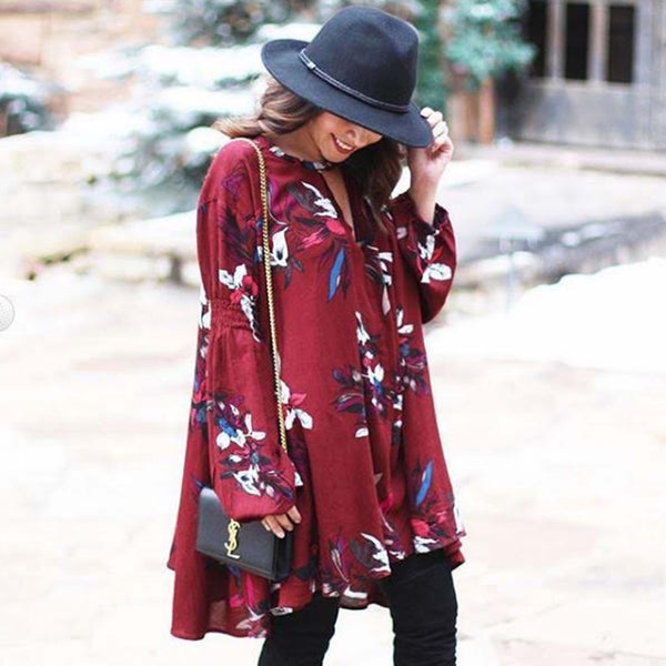 Lune & Stars Tunic Dress in Burgundy: Featured Product Image