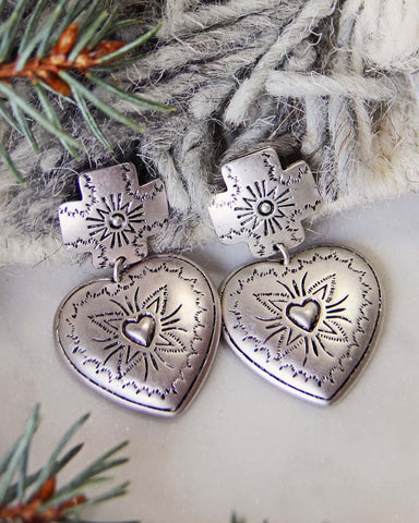 Sky Heart Earrings in Silver