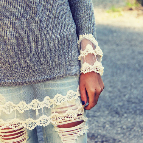 Skyline Lace Sweater in Ash