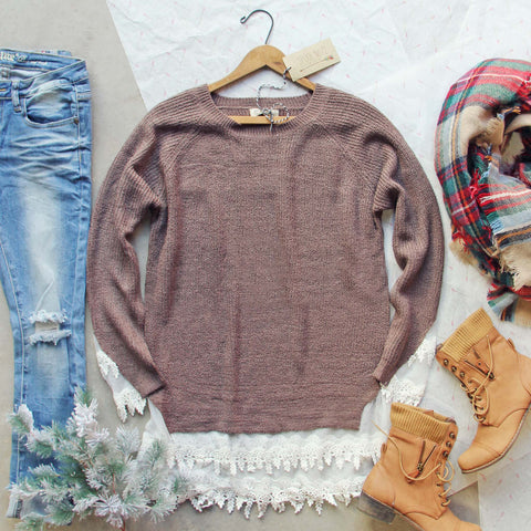 Skyline Lace Sweater in Timber
