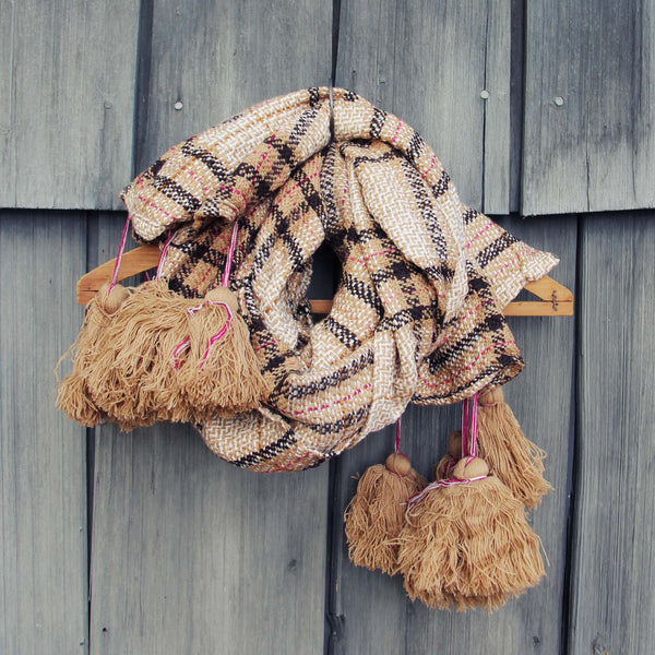 Snowy Cabin Tassel Scarf: Featured Product Image