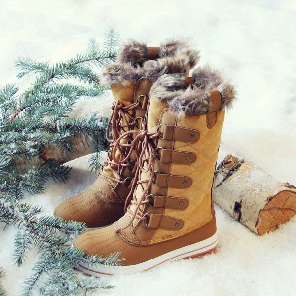 The Snowy Pines Snow Boots in Tan: Featured Product Image
