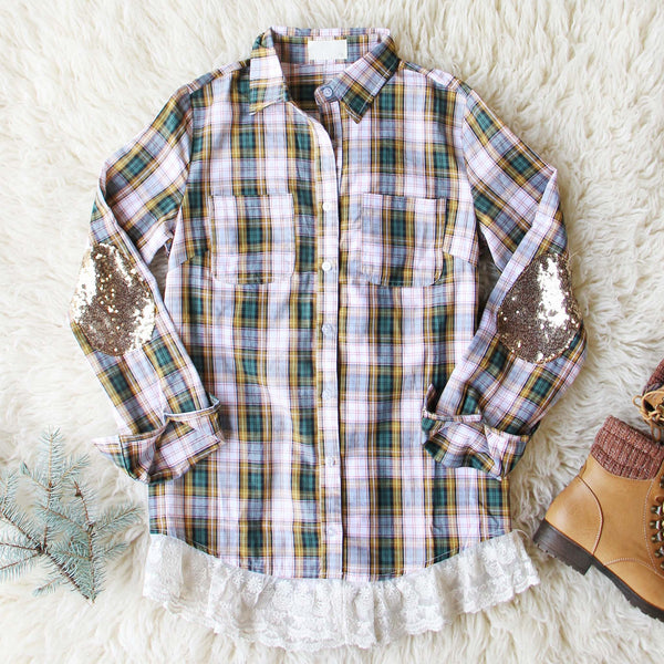 Snowy Plaid Shirt in Pine: Featured Product Image