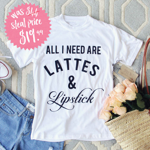 Lattes & Lipstick Tee