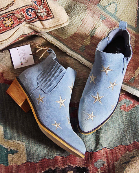Starry Night Suede Boots in Sky: Featured Product Image