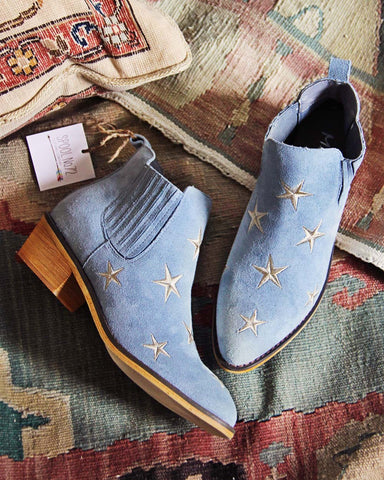 Starry Night Suede Boots in Sky