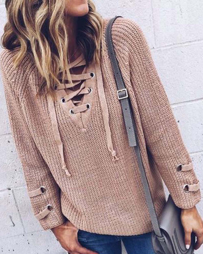Stevie Lace-Up Sweater, Boho Lace-Up Sweaters from Spool 72