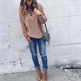 Stevie Lace-Up Sweater in Olive: Alternate View #5
