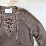 Stevie Lace-Up Sweater in Olive (wholesale): Alternate View #3