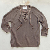 Stevie Lace-Up Sweater in Olive (wholesale): Alternate View #1