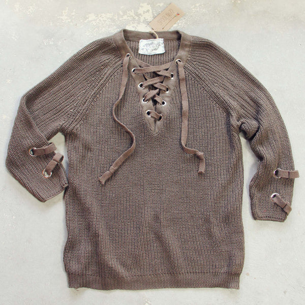 Stevie Lace-Up Sweater in Olive: Featured Product Image