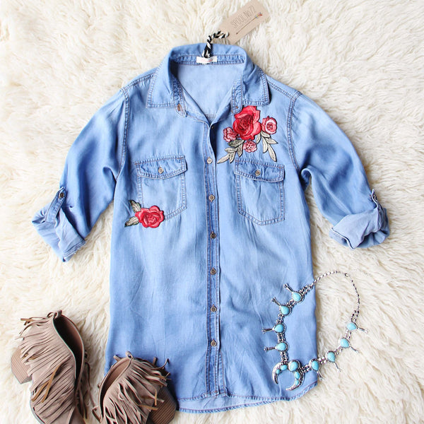 Storied Rose Chambray Top: Featured Product Image