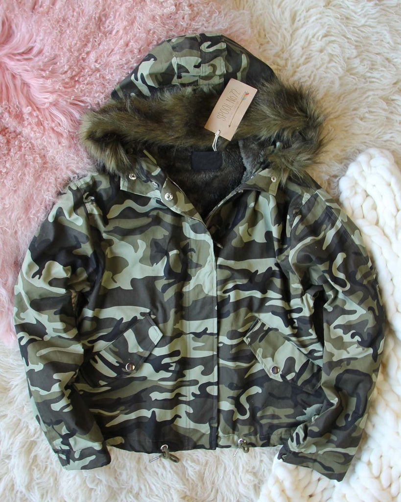 Winter Coat Hooded Jacket Womens Camouflage Coat With Fur Summit