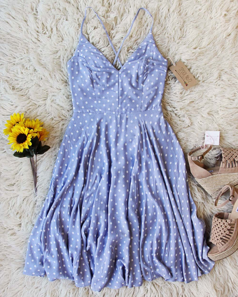 sunflower dress dresses Sunflower Dress in Blue, Sweet Polka Dot Summer Dresses from Spool 72