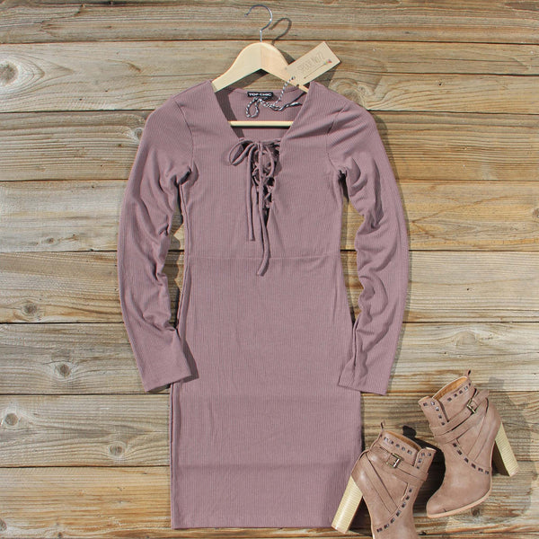Sweet Lace-up Dress in Mauve: Featured Product Image