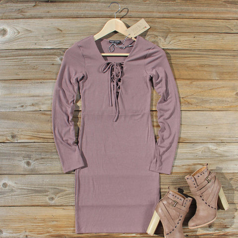 Sweet Lace-up Dress in Mauve