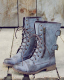 Sweet & Rugged Combat Boots in Brown: Alternate View #1