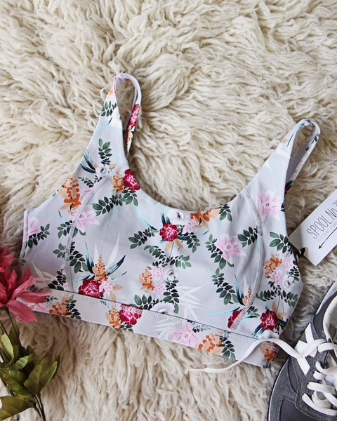 Sweet Eucalyptus Floral Sports Bra: Featured Product Image