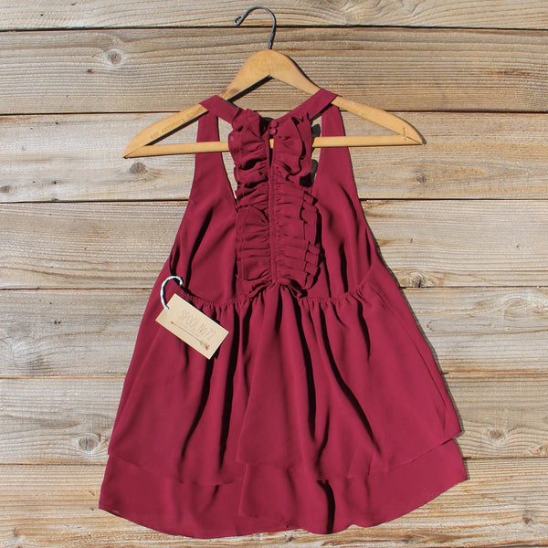 Sweet Thicket Ruffle Top in Wine: Featured Product Image