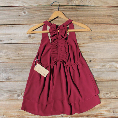Sweet Thicket Ruffle Top in Wine
