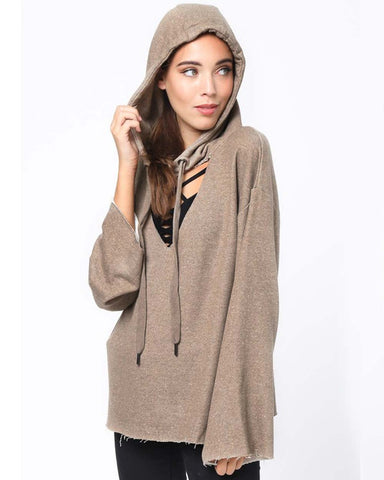 Sweet Tie Sweatshirt in Taupe