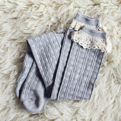 Sweetheart Lace Socks in Gray