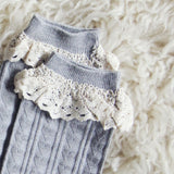 Sweetheart Lace Socks in Gray: Alternate View #2