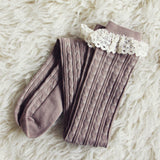 Sweetheart Lace Socks in Taupe: Alternate View #1