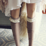 Sweetheart Lace Socks in Taupe: Alternate View #2