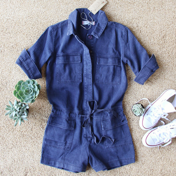 Sweetly Olive Romper in Navy: Featured Product Image