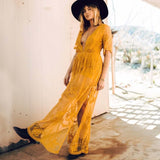 Tainted Rose Lace Maxi Dress in Mustard: Alternate View #6