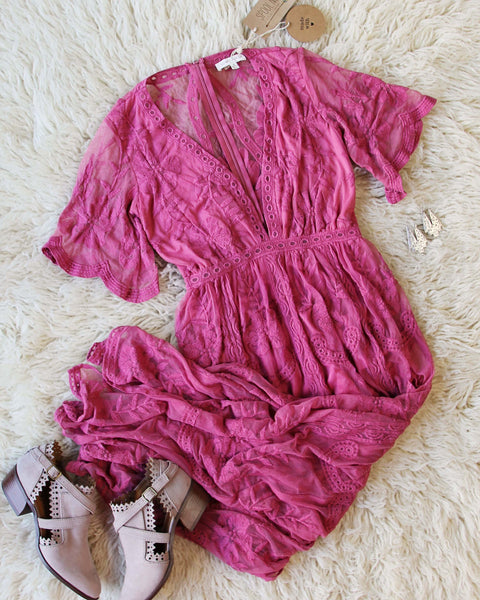 Tainted Rose Lace Maxi Dress in Dusty Rose: Featured Product Image