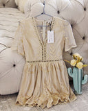 Tainted Rose Lace Romper in Sand: Alternate View #1