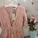 Tainted Rose Lace Romper in Taupe: Alternate View #2