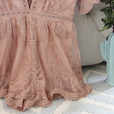 Tainted Rose Lace Romper in Taupe: Alternate View #3