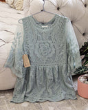 Tainted Rose Lace Top in Sage: Alternate View #2