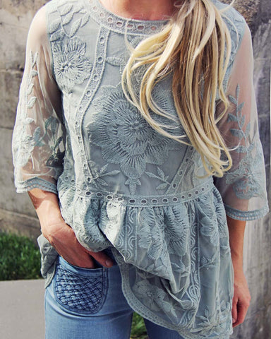 Tainted Rose Lace Top in Sage