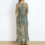 Tainted Rose Lace Maxi Dress in Sage: Alternate View #4