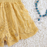 Tainted Rose Lace Romper in Mustard: Alternate View #3