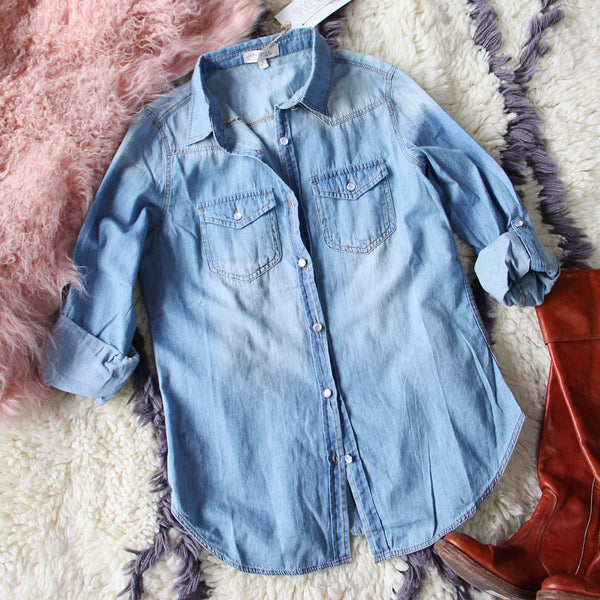 The Tanner Denim Shirt in Medium Wash: Featured Product Image