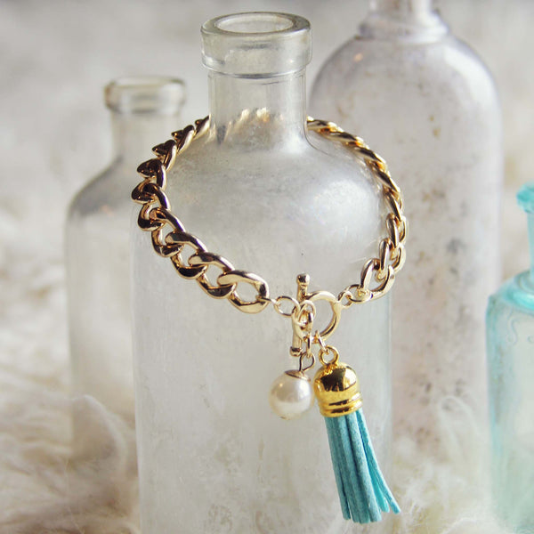 Tassel & Chain Bracelet in Mint: Featured Product Image