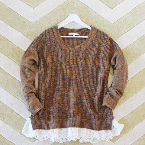 The Boyfriend Lace Sweater in Timber