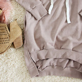 The Lace-up Sweatshirt Dress in Taupe: Alternate View #3
