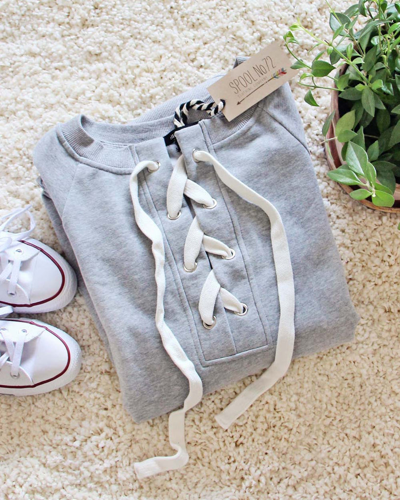 lace up sweatshirt dress Blush Pink Lace-Up Sweatshirt Dress ($45)