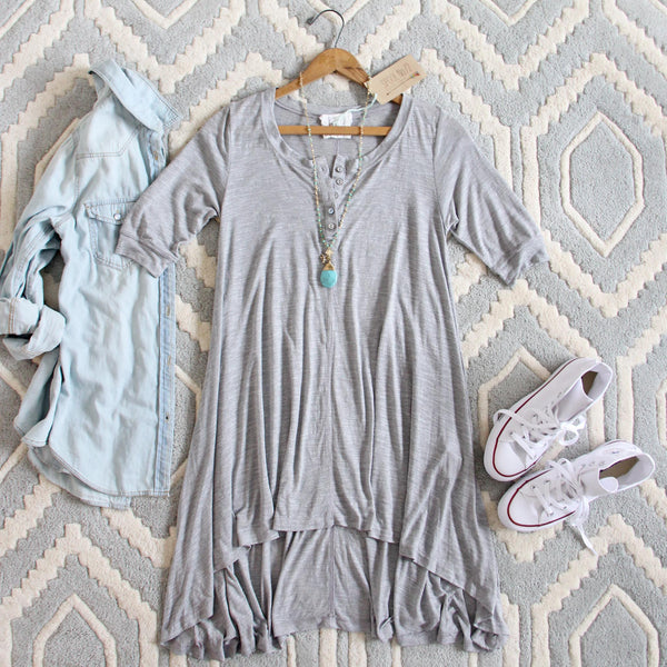 Lola T-Shirt Tunic Dress in Gray: Featured Product Image